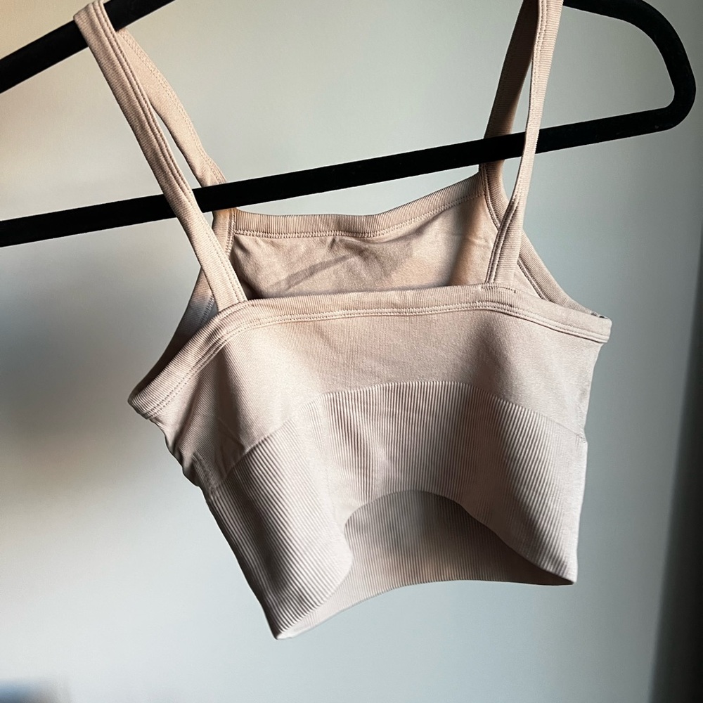 Beige Ribbed Crop Top - Picture 2 of 2
